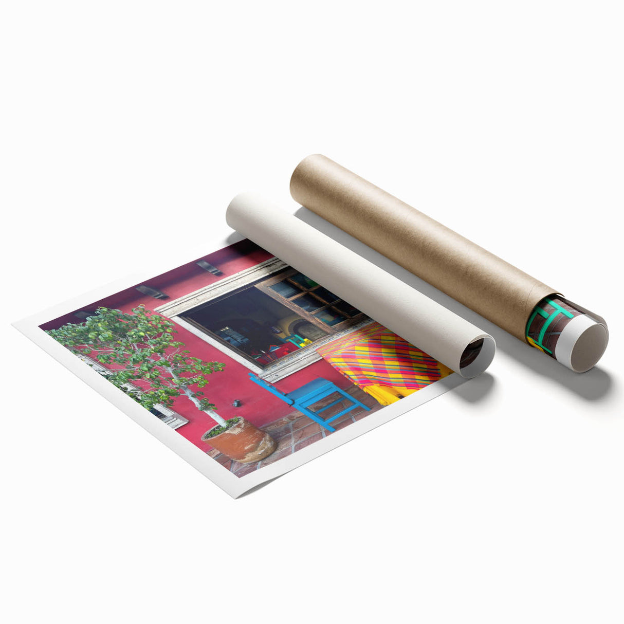 Extra large rolled print of Cabo San Lucas scenery, featuring vibrant coastal colors, ideal for classy bathroom wall art.