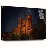 Large abstract wall art depicting Oaxaca, Mexico scenery in vibrant colors on acrylic glass.