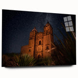 Large abstract wall art depicting a vibrant Oaxaca, Mexico scenery on acrylic glass, ideal for bedroom or dining room decor.