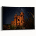 Black and white framed canvas of Oaxaca landscape, vintage poster style, ideal for bedroom wall art.