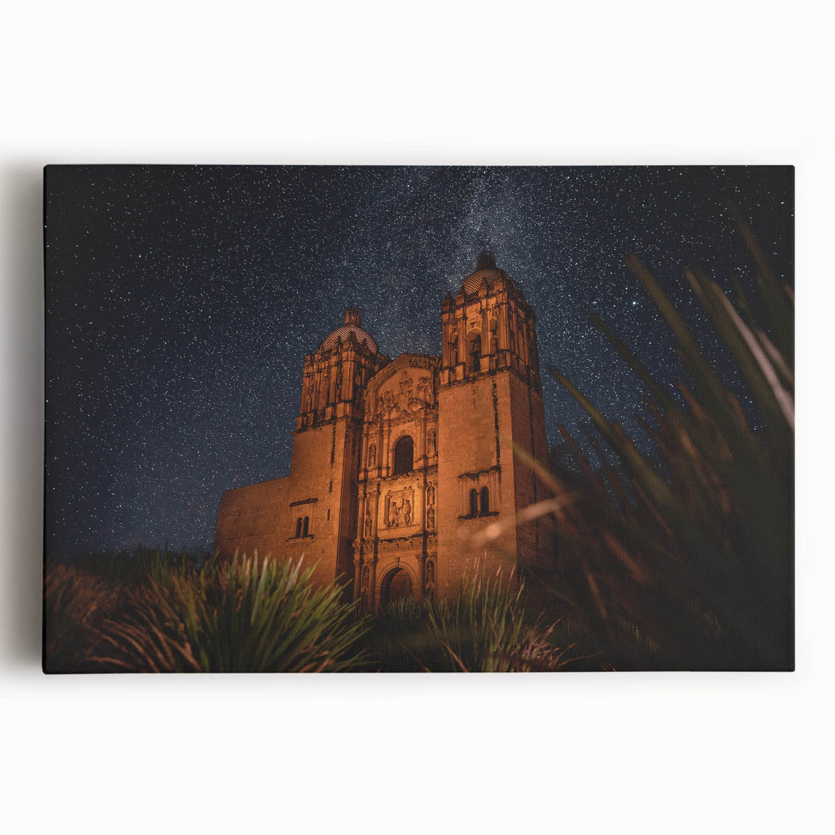 Black and white stretched canvas of Oaxaca scenery, ideal for kitchen wall art.