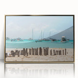 Framed acrylic print of Quintana Roo scenery in gold tones, ideal for modern art wall decor.