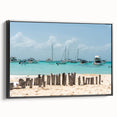 Black and white framed canvas of Quintana Roo landscape, ideal for bedroom wall art.