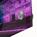 Large abstract wall art depicting a Yucatán scenery in pastel shades on acrylic glass, suitable for dining room ambiance.