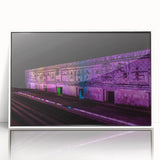 Art deco poster featuring a scenic Yucatan landscape in muted greens and blues on white framed acrylic.