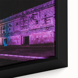 Black wall art featuring a textured close-up of a colorful Yucatan scenery on a framed canvas, ideal for living room decor.