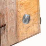 Large acrylic print of Dubai skyline in muted earth tones, ideal for dining room art in a mid-century modernist style.