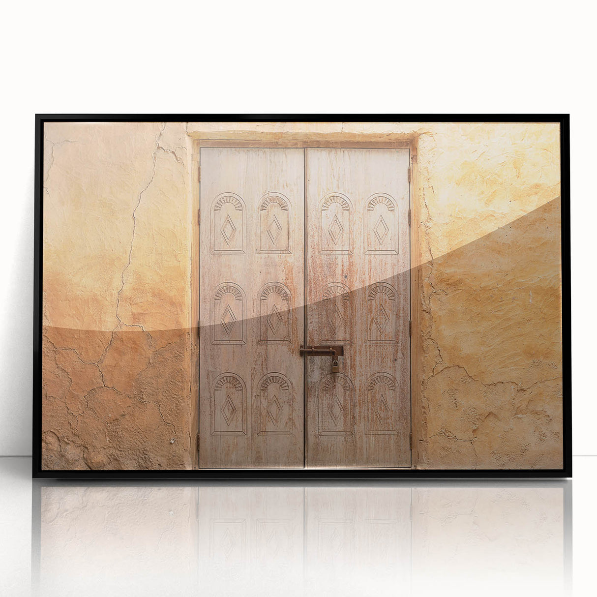 Large abstract wall art depicting the Dubai skyline in muted gray tones on a framed acrylic panel.
