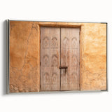 Framed canvas featuring a vintage-style landscape painting of Dubai with colorful and black accents, ideal for office decor.