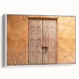 Vintage poster art of Dubai skyline in vibrant colors on a large framed canvas, ideal for living room decor.