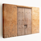 Large canvas print of Dubai skyline in muted earth tones, suitable for kitchen wall art.