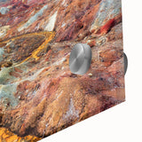 Large abstract wall art depicting a Middle Eastern scenery in muted earth tones on acrylic glass.