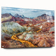 Acrylic glass print of a Middle Eastern landscape in earth tones, ideal for dining room decor.