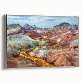 Landscape art painting of a Middle Eastern scenery on silver-framed canvas.