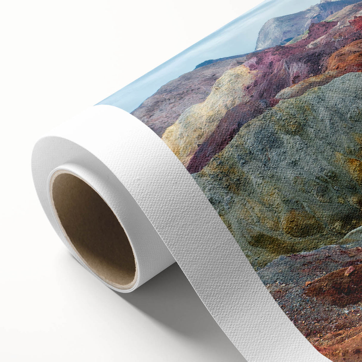 Art Deco style poster of a Middle Eastern landscape in muted earth tones on rolled canvas, ideal for nursery wall art.