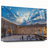 Acrylic glass print of Jerusalem skyline in muted earth tones, suitable for bedroom or dining room decor.