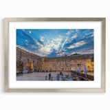 Textured art of Jerusalem skyline in muted earth tones on a framed canvas, suitable for bedroom art.