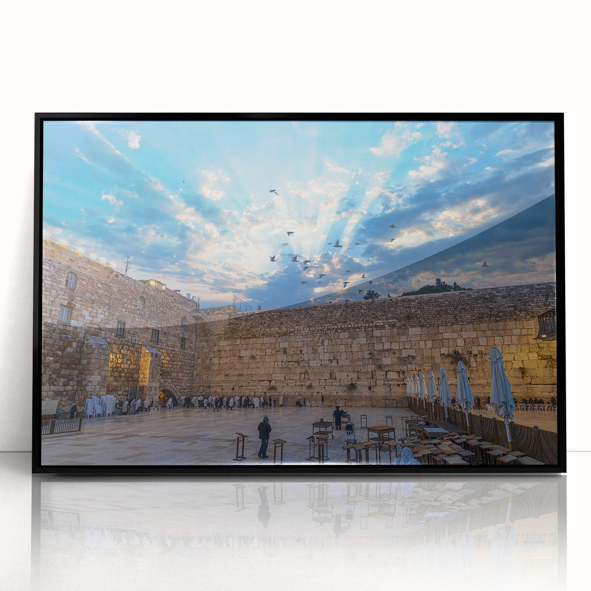 Large abstract wall art of Jerusalem in muted earth tones on a framed acrylic print, suitable for modern art wall decor.