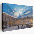 Large art print of Jerusalem skyline in muted earth tones on stretched canvas, suitable for kitchen wall art.