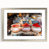 Textured art print of Tel Aviv skyline in muted earth tones on a framed canvas, suitable for bedroom decor.