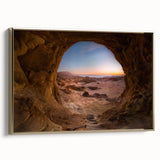 Framed canvas depicting a vintage-style landscape of a Middle Eastern scene in muted gold and black tones.