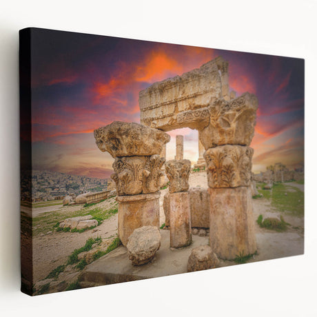 Large canvas print depicting a Middle Eastern desert scene, featuring muted earth tones, ideal for kitchen wall art.