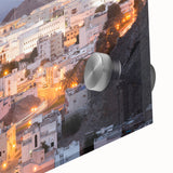 Large abstract wall art depicting a Middle Eastern Oman scenery in muted earth tones on acrylic glass.