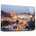 Acrylic glass print of an abstract Middle Eastern landscape in earthy tones, suitable for bedroom or dining room decor.