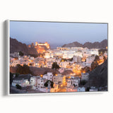 Vintage poster art featuring a Middle Eastern scenery on a framed canvas, with colorful art in extra large size.