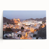 Black and white photograph of Oman scenery on large stretched canvas, ideal for kitchen wall art or bedroom.
