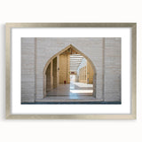 Textured abstract art print of a Middle Eastern scenery in silver frame, ideal for bedroom art.