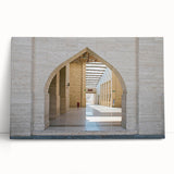 Black and white panoramic view of Qatar skyline on stretched canvas, ideal for kitchen wall art or bedroom ambiance.