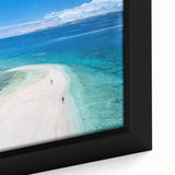Extra large framed canvas featuring a black and colorful textured ocean scene, ideal for living room decor.