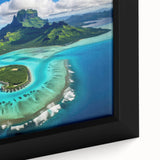 Framed canvas of a black and colorful abstract textured art piece, ideal for living room decor.