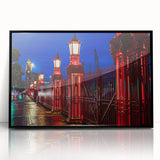 Large abstract wall art depicting Auckland's skyline in muted gray and blue tones on a framed acrylic.