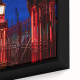 Extra large black wall art of Auckland's colorful, textured skyline on framed canvas, ideal for living room decor.