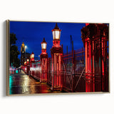 Framed canvas depicting Auckland landscape in muted gold and black tones, ideal for bedroom wall art.