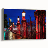 Framed canvas landscape art painting of Auckland, New Zealand, featuring vibrant colors with a vintage poster art style.