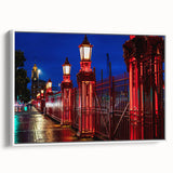 Vintage poster art of Auckland skyline in vibrant colors on a framed canvas, ideal for large living room walls.