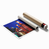 Extra large rolled print of Auckland scenery with vibrant green and blue tones, ideal for classy bathroom wall art.