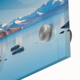 Large abstract wall art of Canterbury, New Zealand on acrylic glass, featuring muted earth tones, ideal for dining room art.