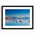 Abstract art print featuring textured, colorful portrayal of New Zealand Canterbury scenery on a large black-framed canvas.