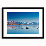 Abstract art print featuring textured, colorful portrayal of New Zealand Canterbury scenery on a large black-framed canvas.