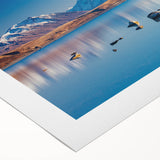 Art deco poster of Canterbury, New Zealand scenery on rolled canvas, featuring muted earth tones.