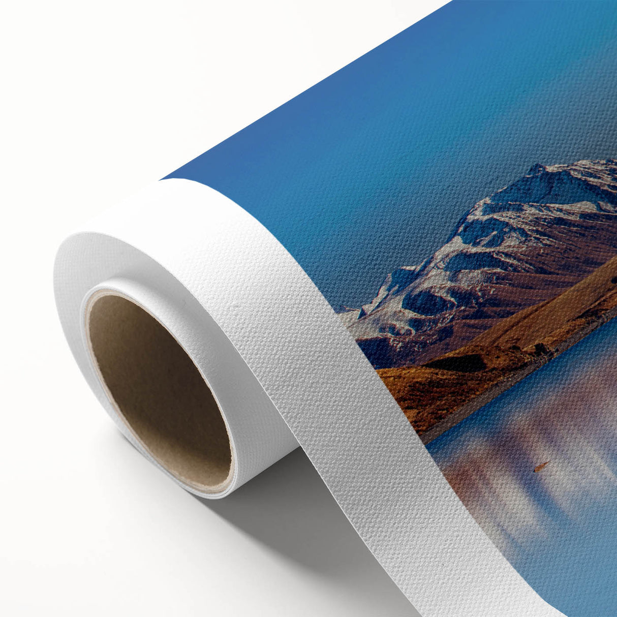 Art Deco poster of Canterbury, New Zealand scenery on rolled canvas, featuring pastel shades.