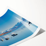 Extra large wall art featuring line art flowers in soft pastel shades on a rolled canvas, suited for large living room decor.