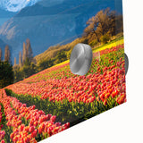 Large abstract wall art depicting a stylized Argentine landscape in muted earth tones on acrylic glass.