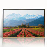 Mid-century modernist style large art print of an Argentinian landscape in acrylic, framed in gold.