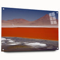 Acrylic print of a large abstract depiction of Bolivia's landscape in earth tones, ideal for dining room decor.