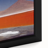 Extra large black wall art depicting a textured Bolivian landscape on framed canvas, featuring vibrant, colorful accents.